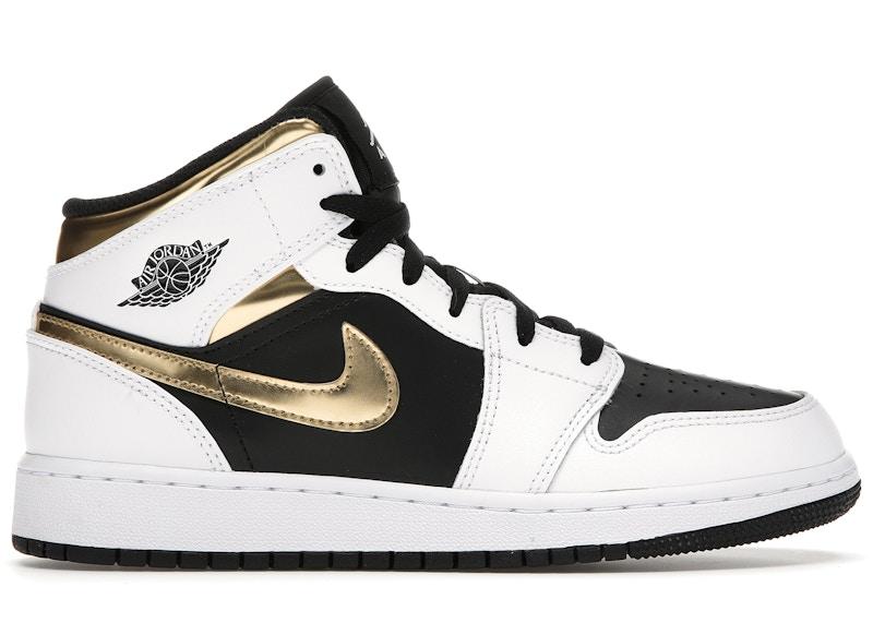 Air Jordan 1 Mid White Gold Black