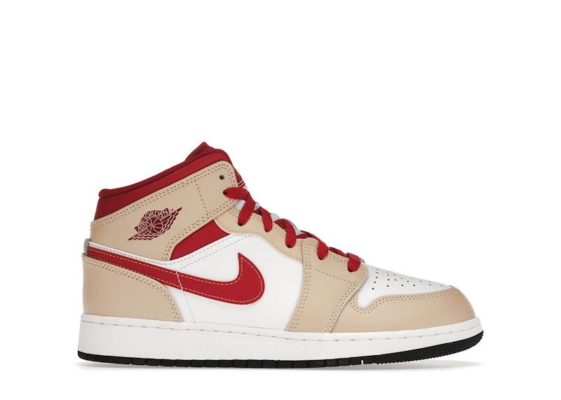 Air Jordan 1 Mid Light Curry Cardinal