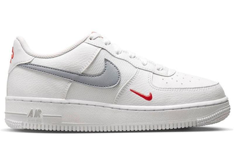 Nike Air Force 1 Low White Wolf Grey Crimson Mini Swoosh