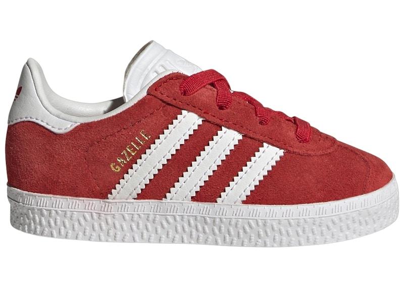 adidas Gazelle Comfort Closure Laces Better Scarlet Cloud White Gold Metallic