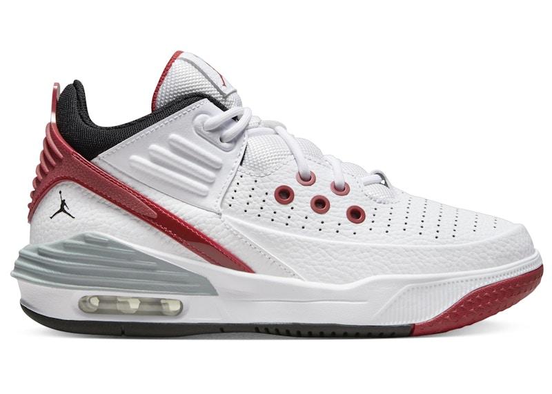 Jordan Max Aura 5 White Varsity Red Wolf Grey Black