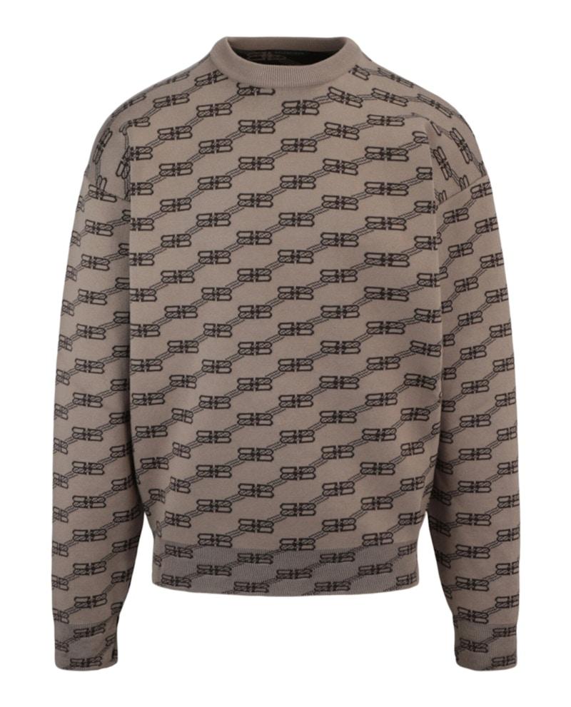 Balenciaga Logo Intarsia-Knit Sweater