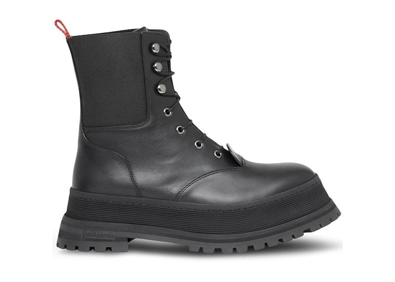 Burberry Iconic Strip Chunk Boots Black Leather