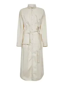 LEMAIRE Ivory cotton satin long shirt dress