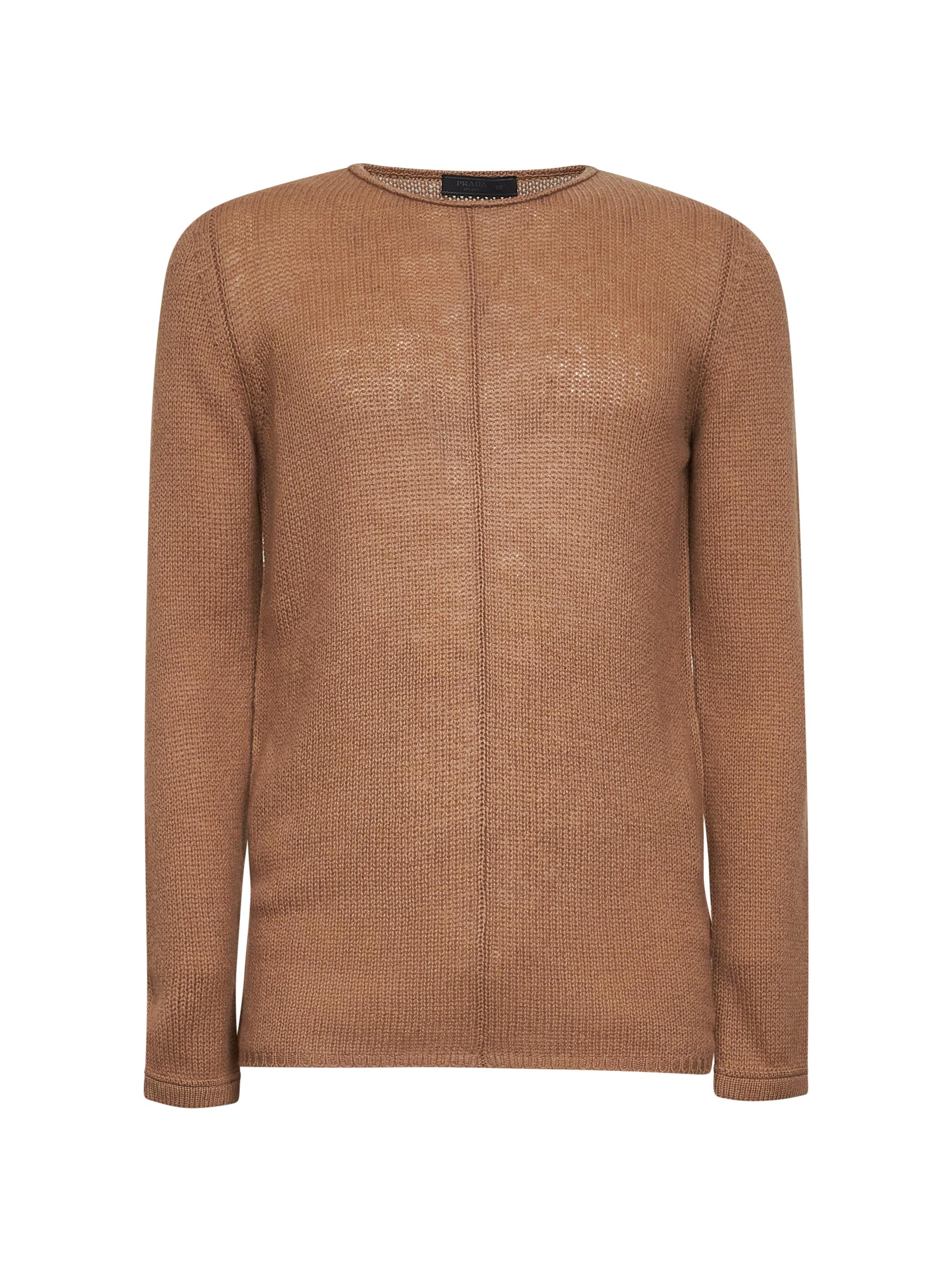 PRADA ABBIGLIAMENTO Camel Cashmere Crewneck Sweater