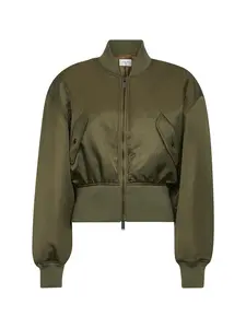 SAINT LAURENT Khaki Recycled Nylon Short Padded Bomber Jacket