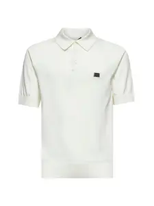 DOLCE & GABBANA White Cotton Knit Logo Plate Polo Shirt