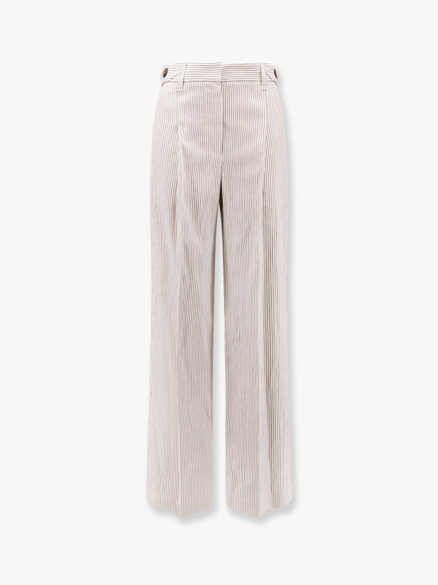 BRUNELLO CUCINELLI Striped linen and cotton trousers