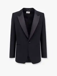 SAINT LAURENT Certified Wool Blazer with Satin Lapel