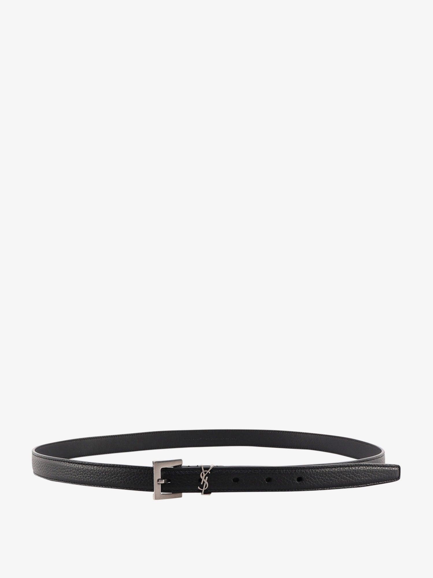 SAINT LAURENT Leather belt with metal monogram