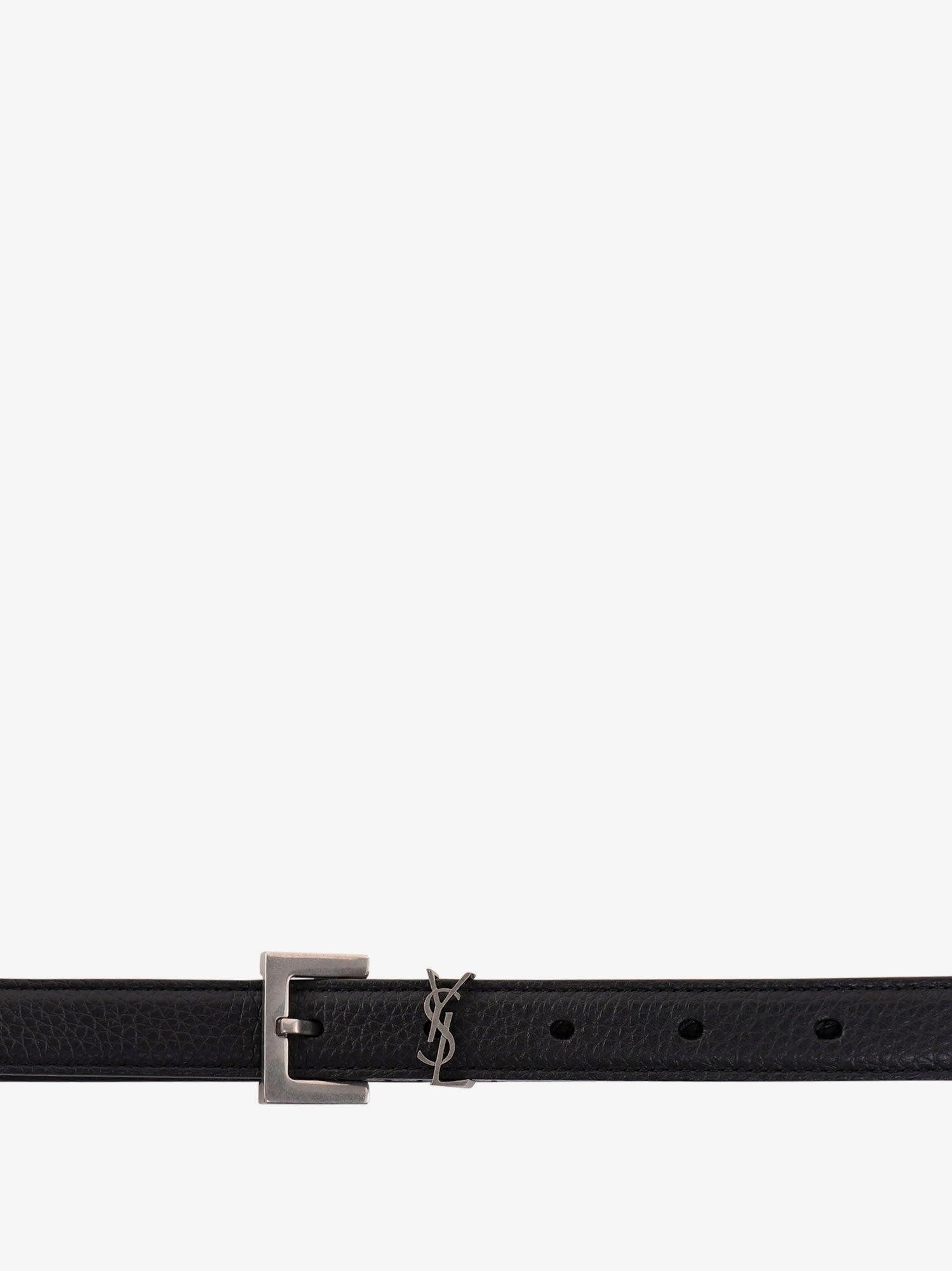 SAINT LAURENT Leather belt with metal monogram