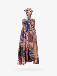 ZIMMERMANN Silk Dress with Patch Paisley Print