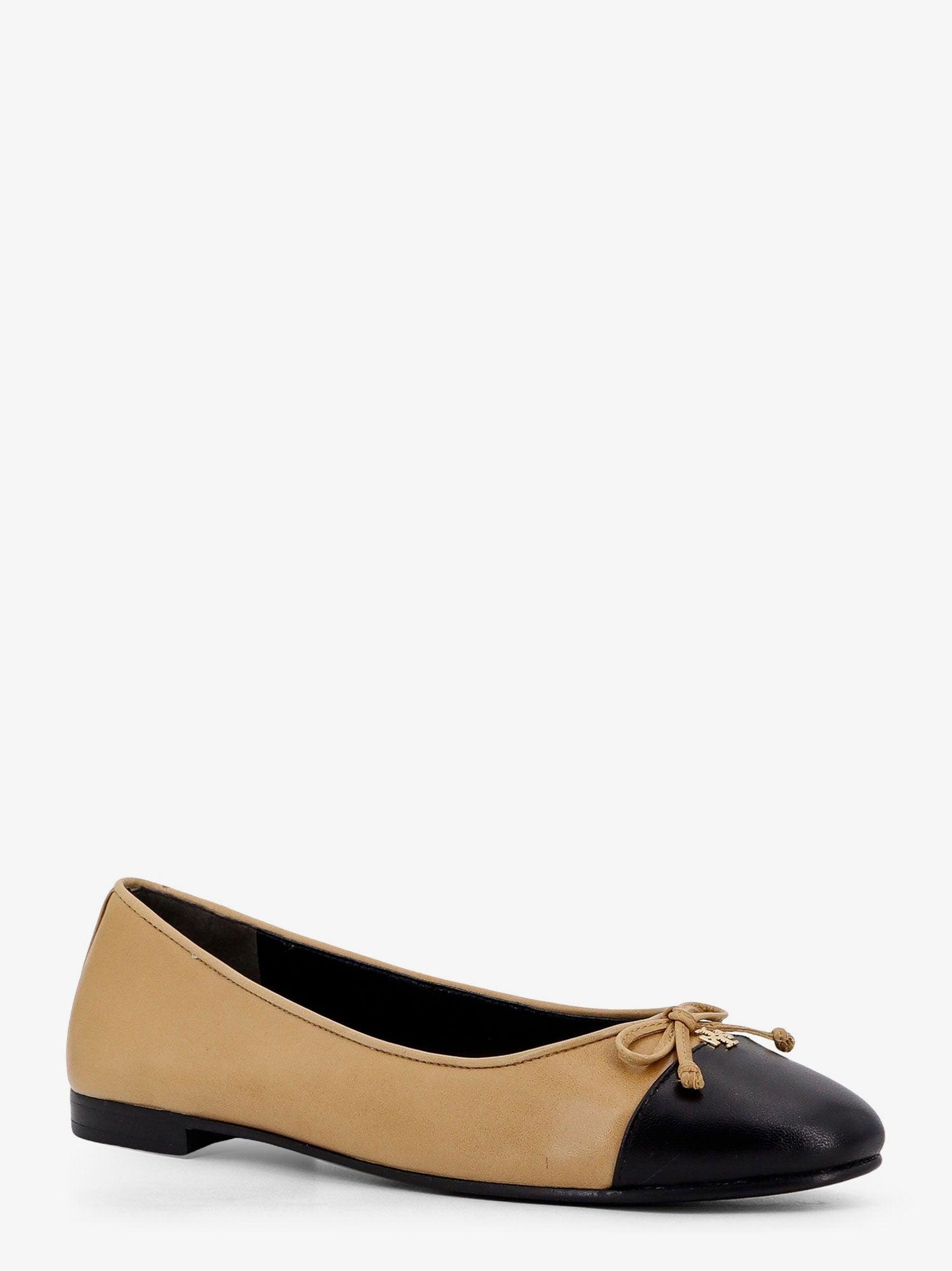 TORY BURCH Leather ballerinas with contrasting toe