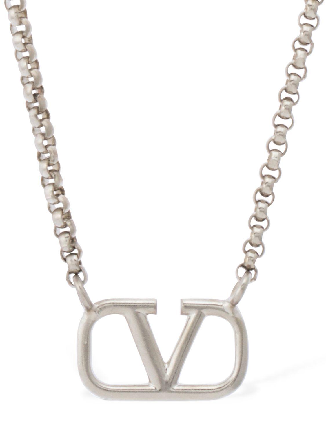 VALENTINO GARAVANI V Logo Charm Long Necklace