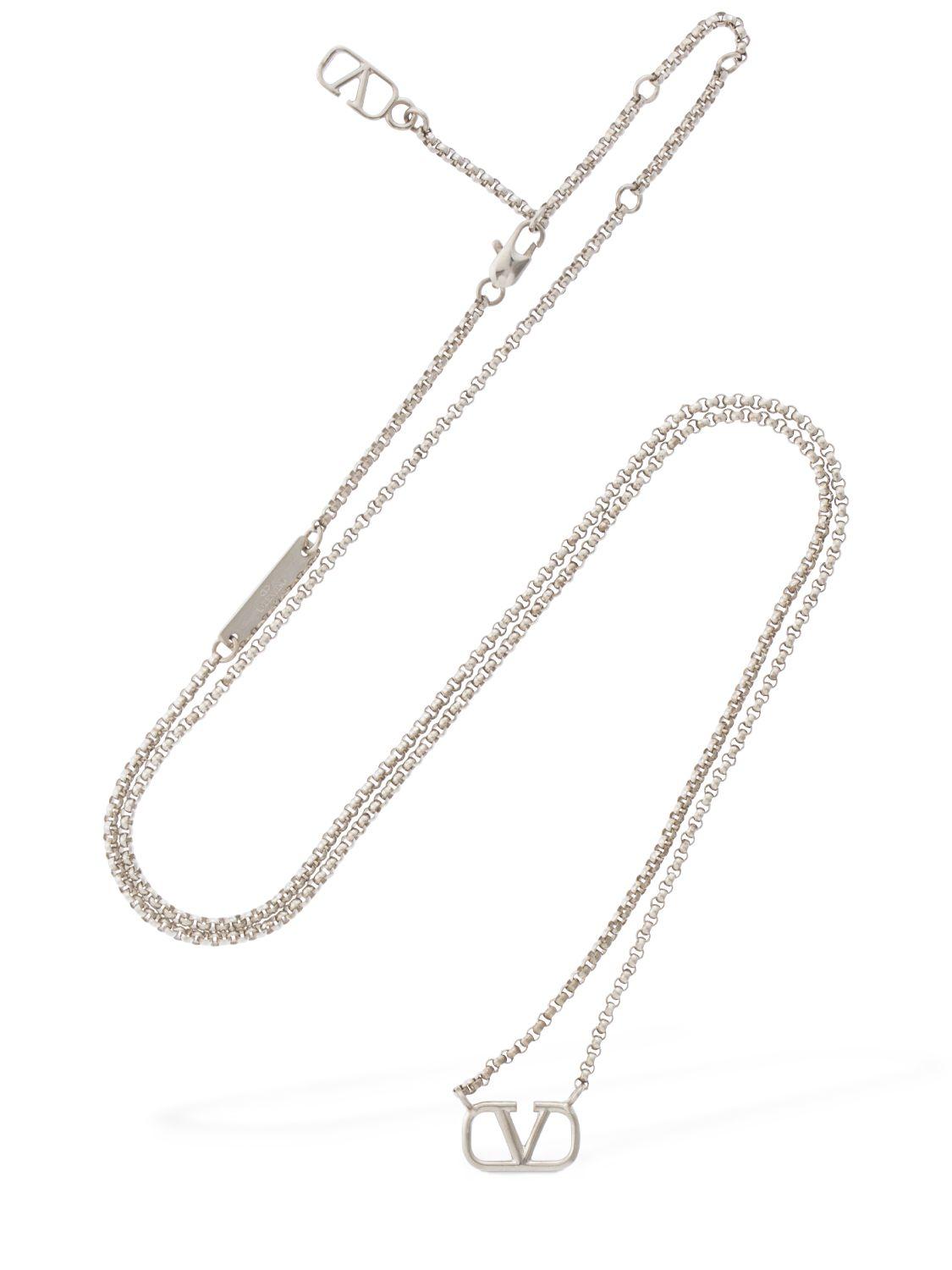 VALENTINO GARAVANI V Logo Charm Long Necklace