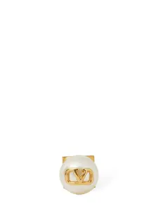 VALENTINO GARAVANI V Logo Faux Pearl Mono Earring