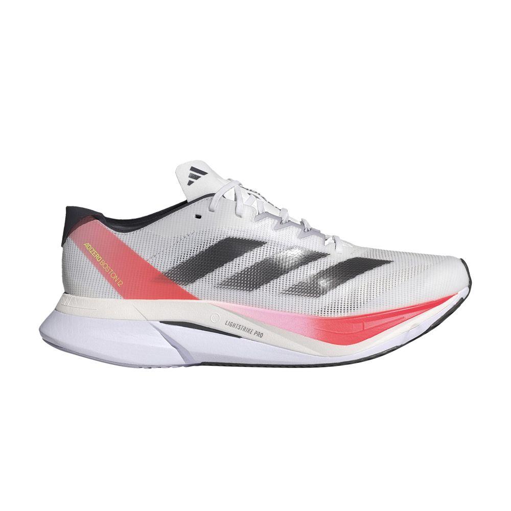 adidas Adizero Boston 12 Cloud White Aurora Met. Solar Red
