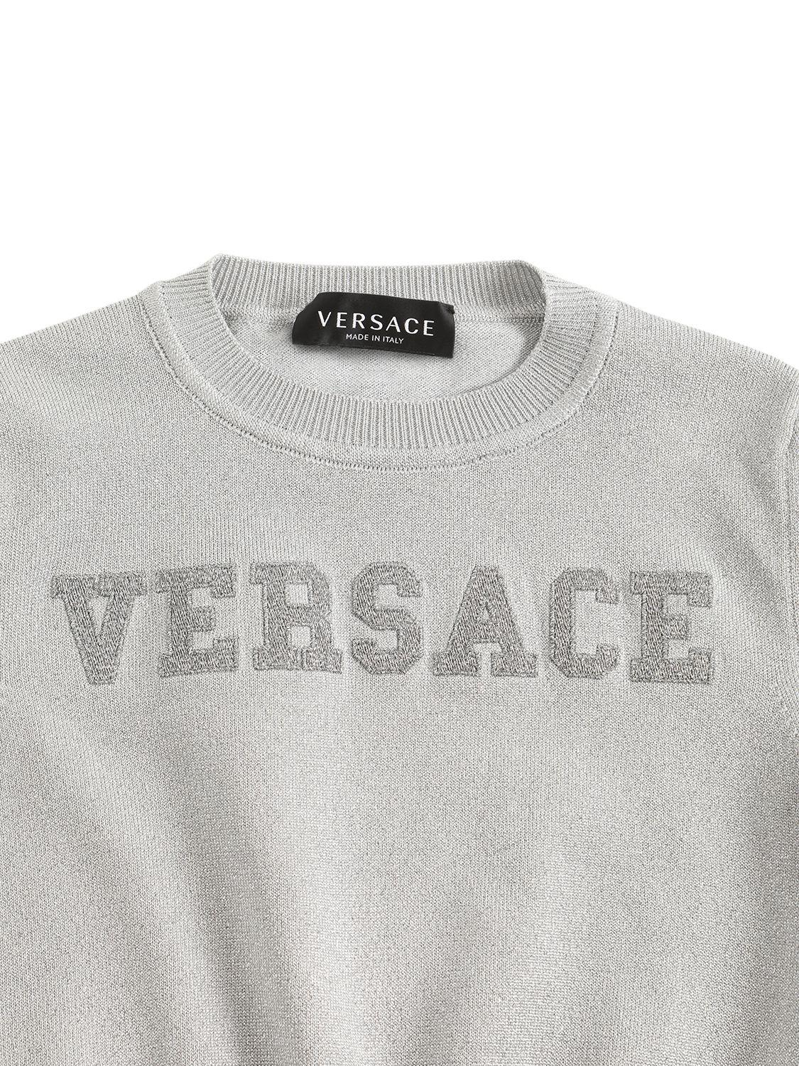 VERSACE Embroidered Logo Cotton Sweater