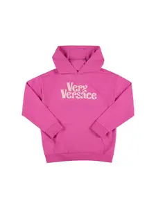 VERSACE Embroidered Logo Cotton Hoodie
