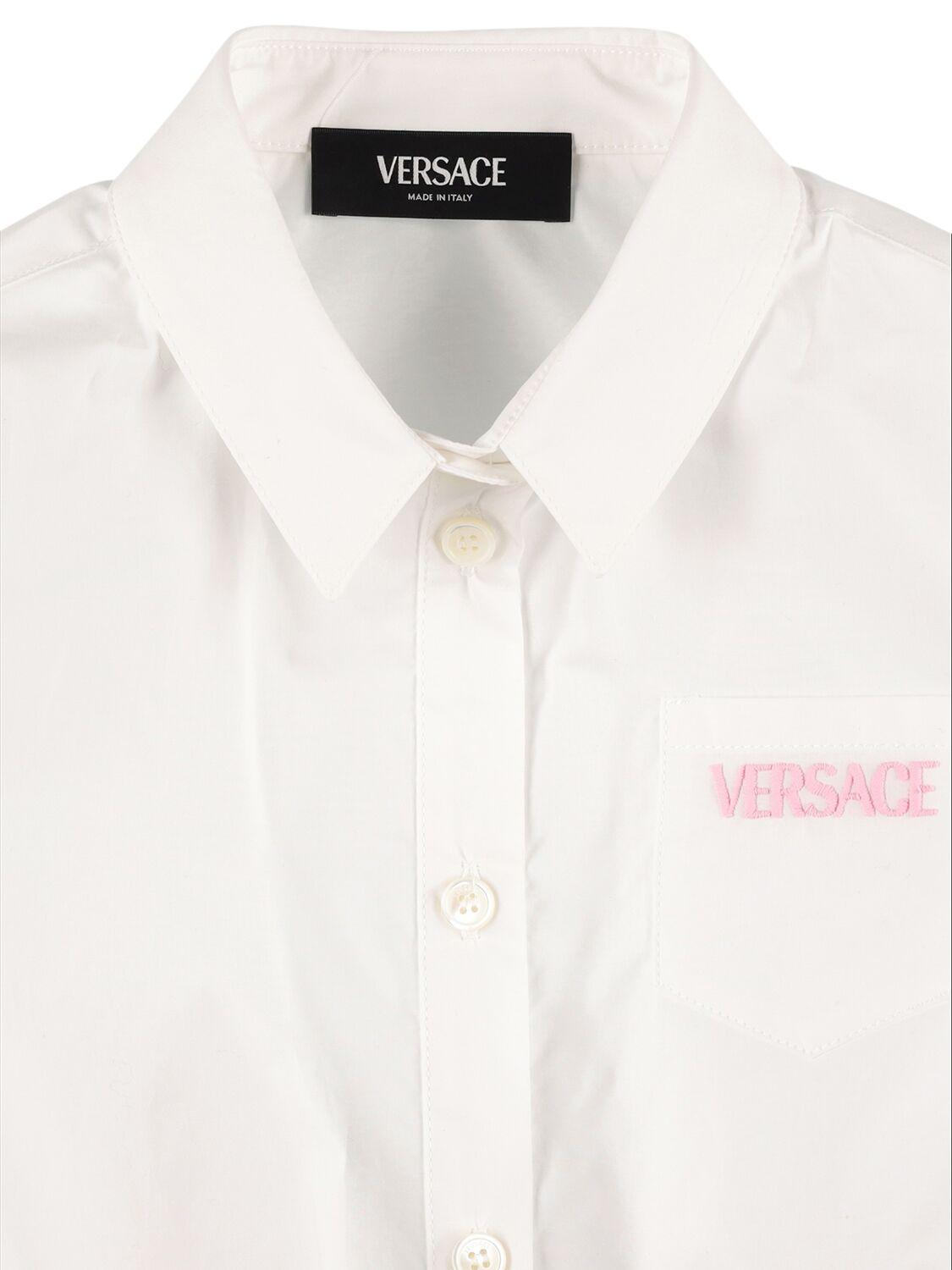 VERSACE Embroidered Cotton Poplin Shirt
