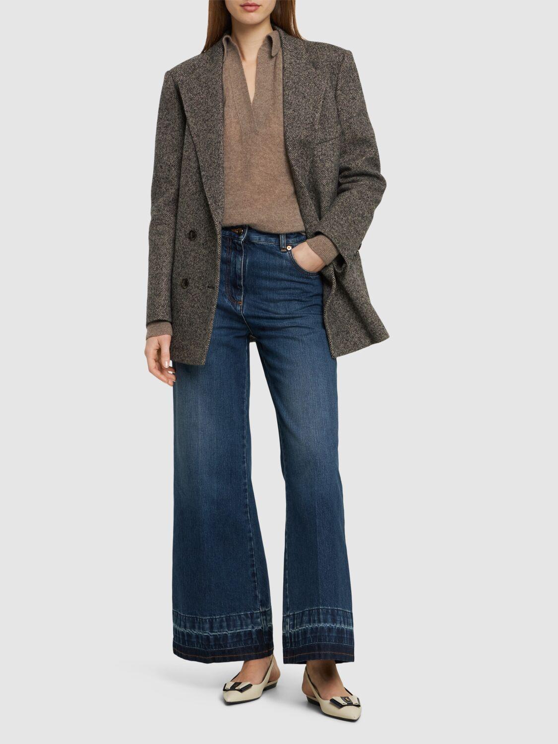 VALENTINO Denim High Rise Cropped Flared Jeans