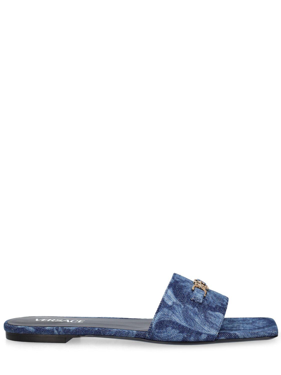 VERSACE Denim Mule Flats