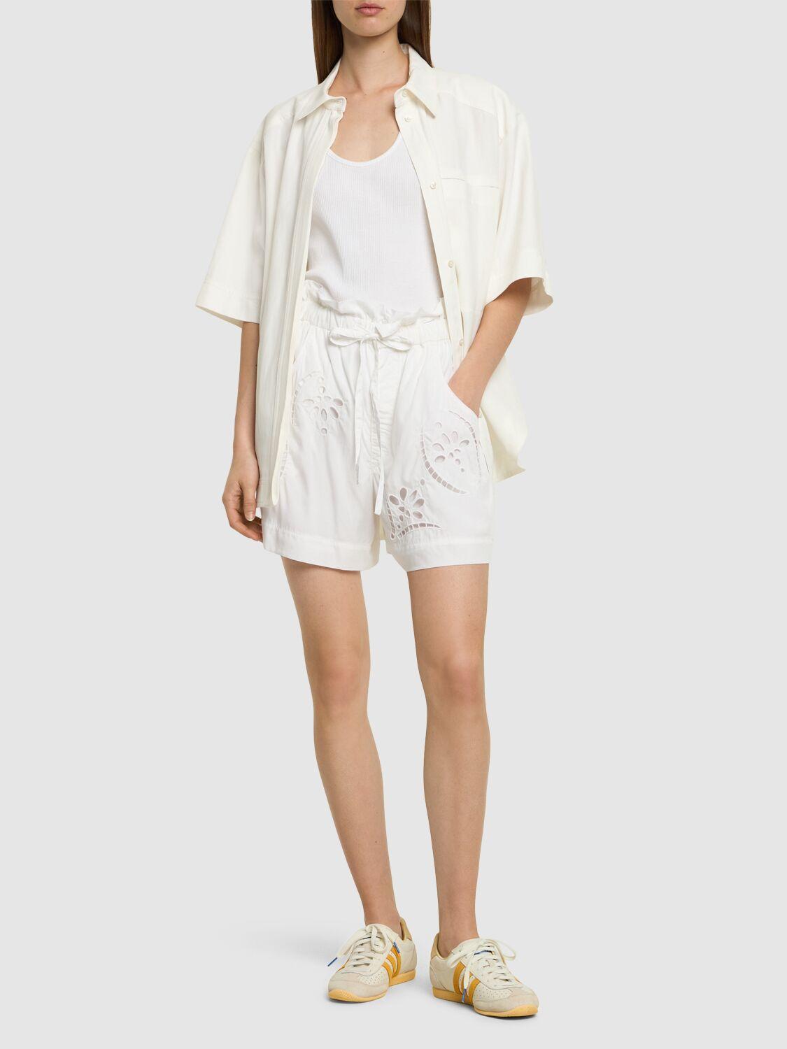 ISABEL MARANT Hidea Embroidered Poplin Shorts