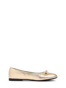 VERSACE Metallic Leather Ballerinas with Bow