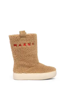 MARNI JUNIOR Logo Embroidered Plush Boots