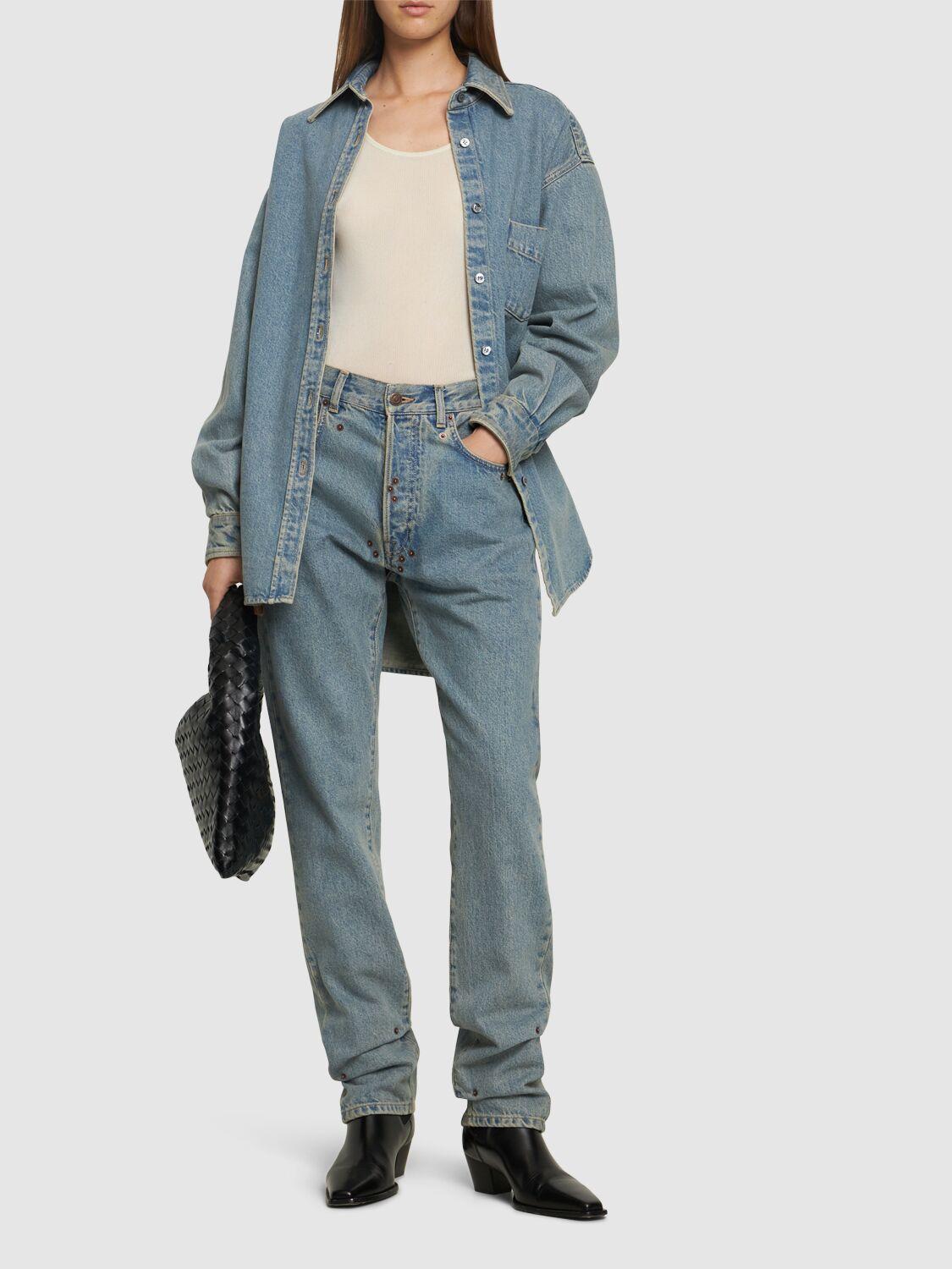 MOSCHINO High Rise Denim Straight Jeans