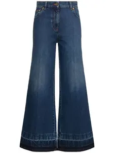 VALENTINO Denim Flared High Rise Cropped Jeans