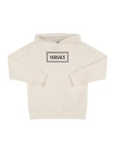 VERSACE Printed Logo Hooded Cotton Sweatshirt