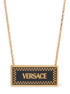 VERSACE Enameled Metal Logo Necklace
