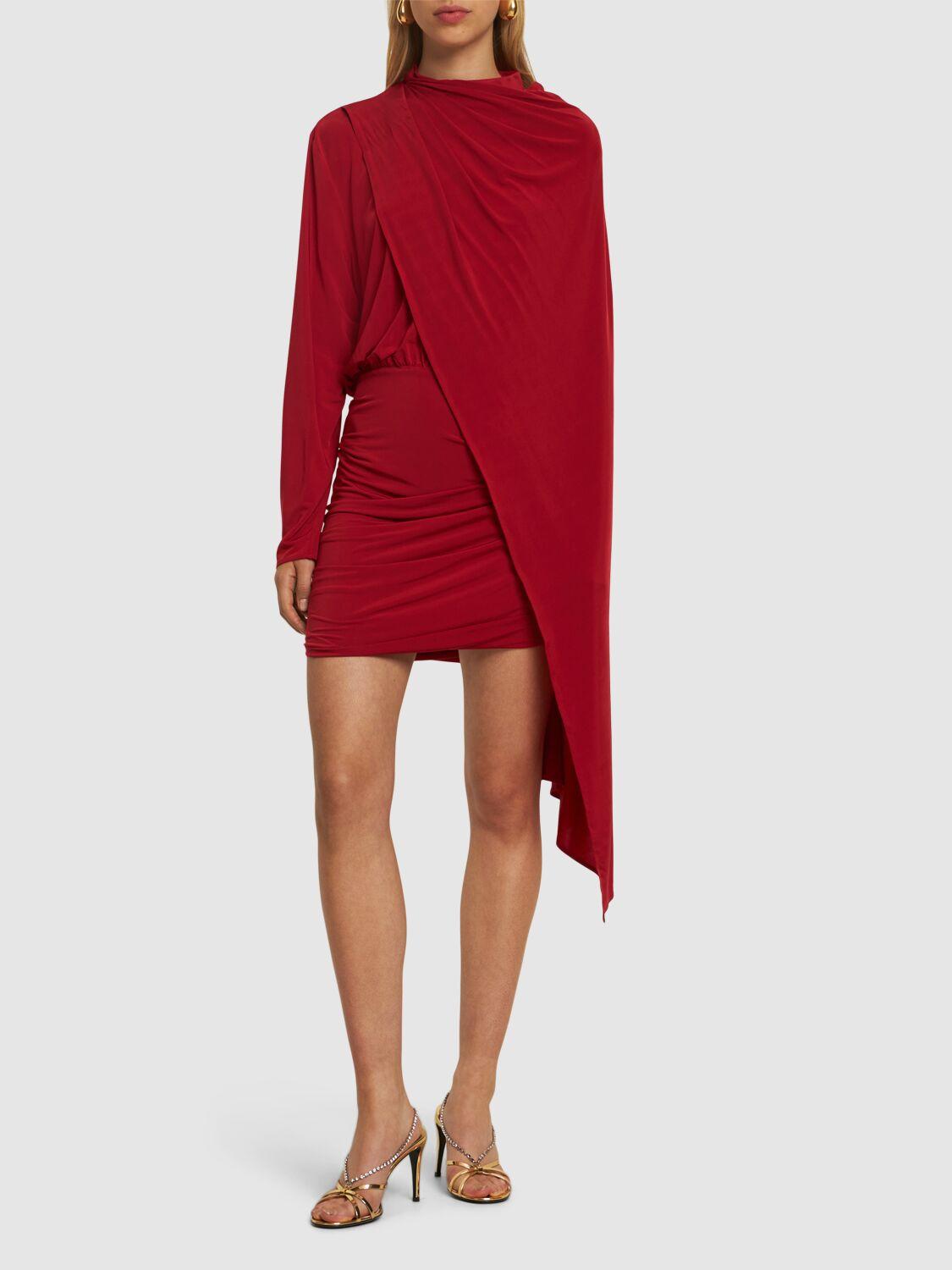 MAGDA BUTRYM Asymmetric Draped Cape Jersey Mini Dress