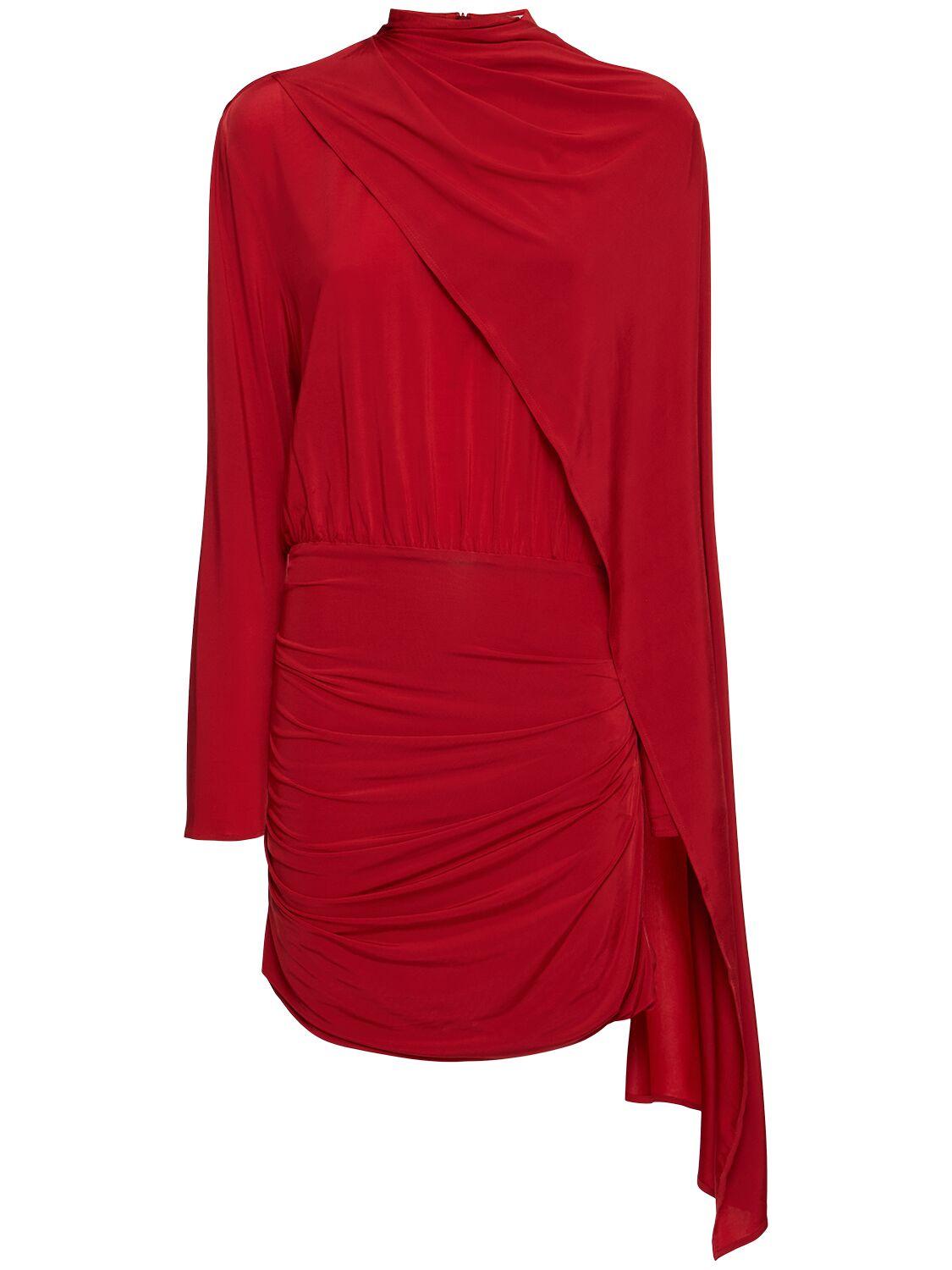 MAGDA BUTRYM Asymmetric Draped Cape Jersey Mini Dress