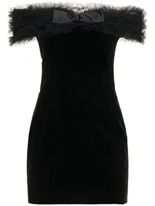 ALESSANDRA RICH Off-the-shoulder Velvet Mini Dress