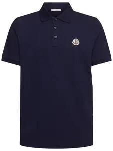 MONCLER Striped Cotton Piquet Polo Shirt