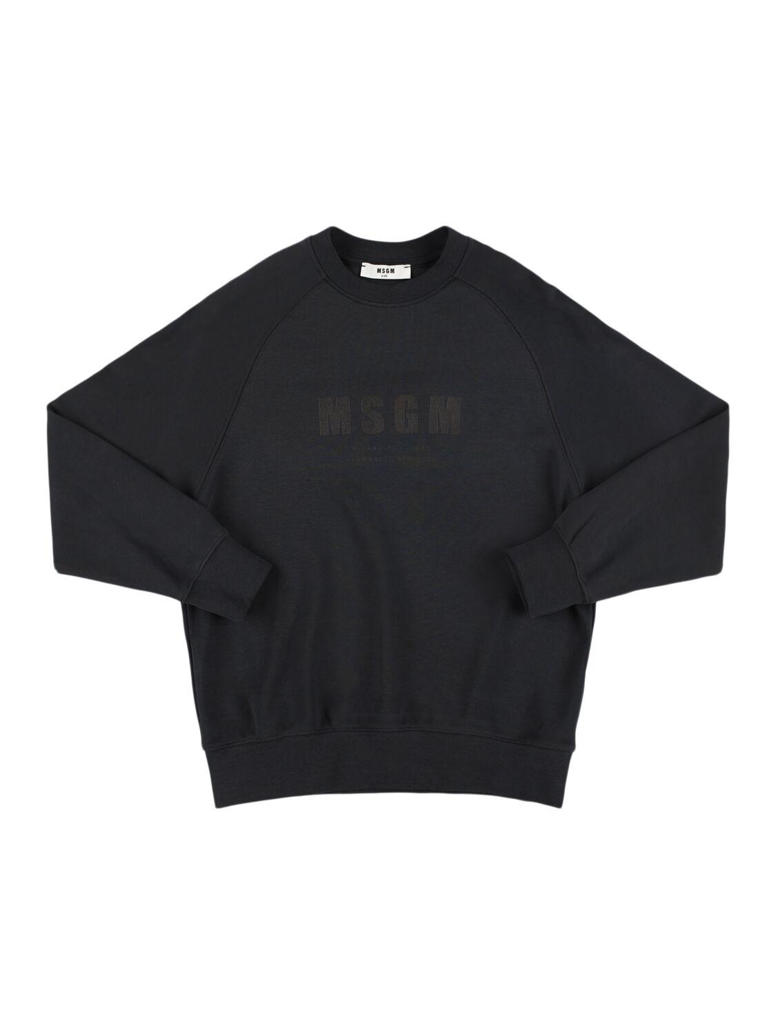 MSGM Rubberized Cotton Crewneck Sweatshirt