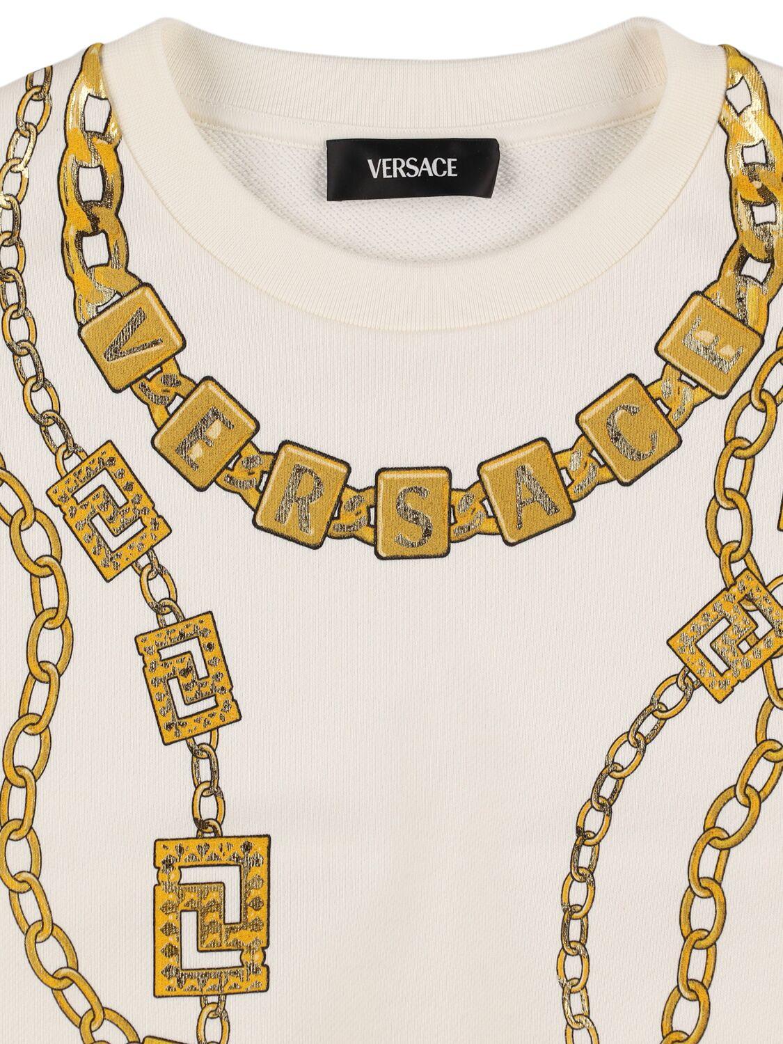 VERSACE Printed Cotton Crewneck Sweatshirt