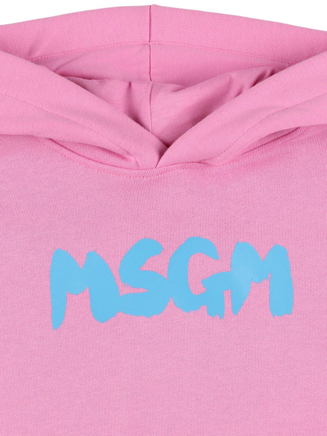 MSGM Printed Cotton Hooded Sweatshirt