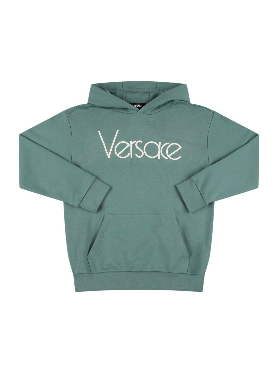 VERSACE Printed Cotton Sweatshirt Hoodie