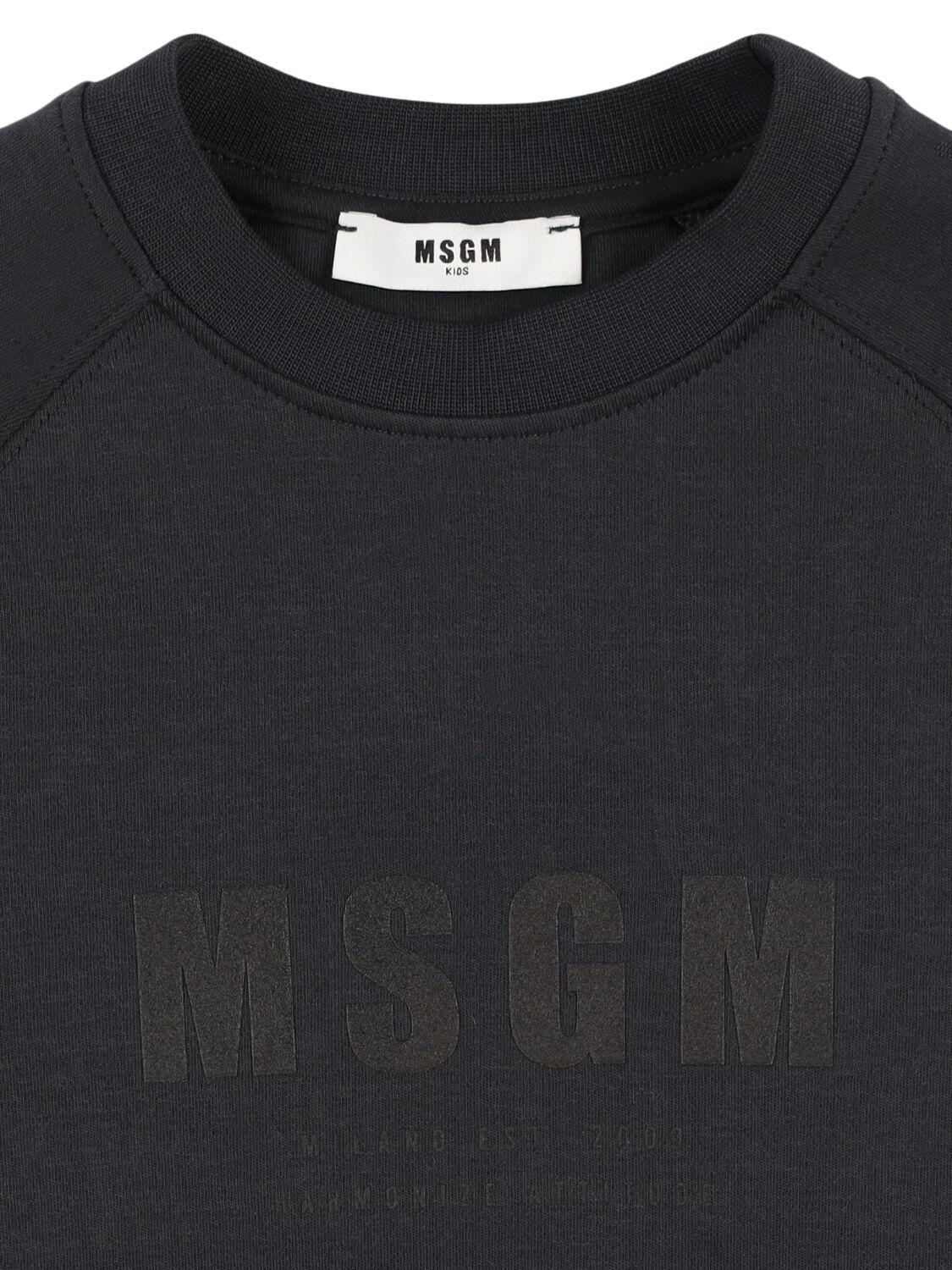 MSGM Rubberized Cotton Crewneck Sweatshirt