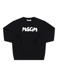 MSGM Printed Cotton Crewneck Sweatshirt