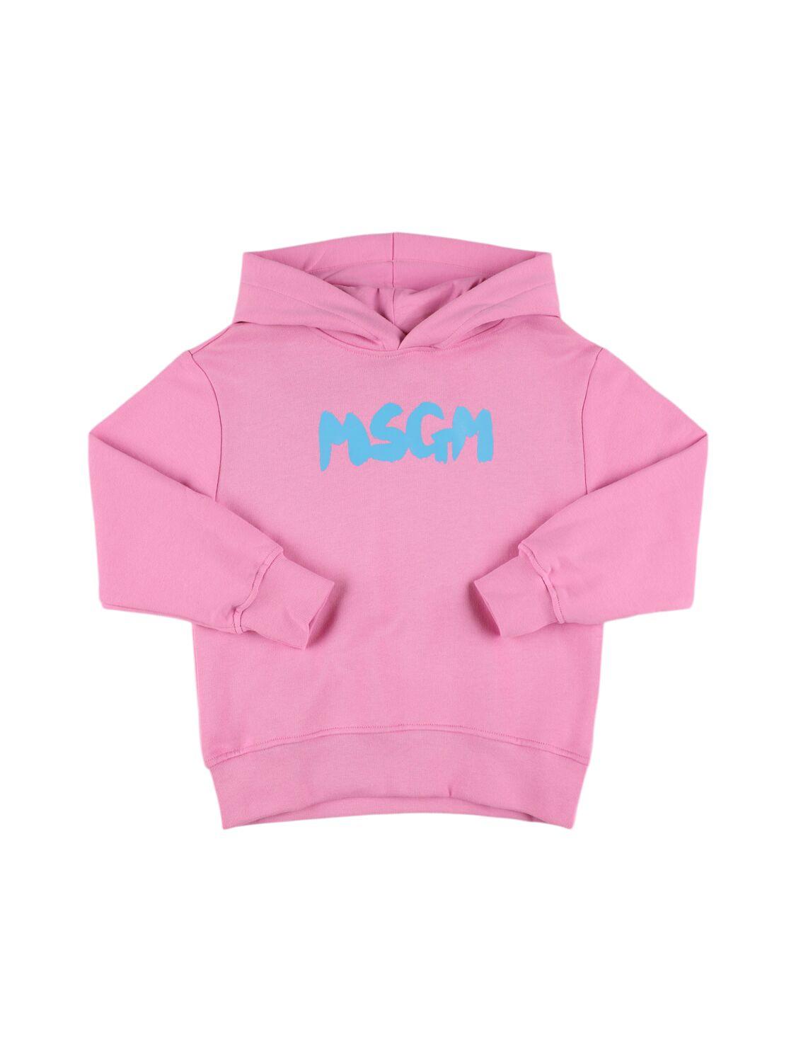 MSGM Printed Cotton Hooded Sweatshirt