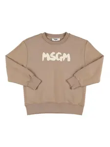 MSGM Printed Cotton Crewneck Sweatshirt
