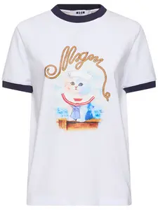 MSGM Cotton Jersey Logo T-shirt