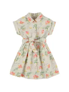 BONPOINT Printed Cotton Dress with Belt