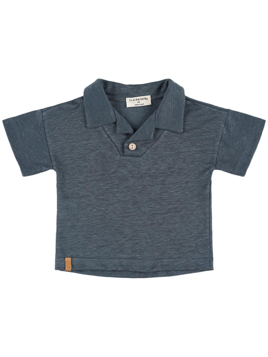 1 + IN THE FAMILY Linen Blend Polo T-shirt