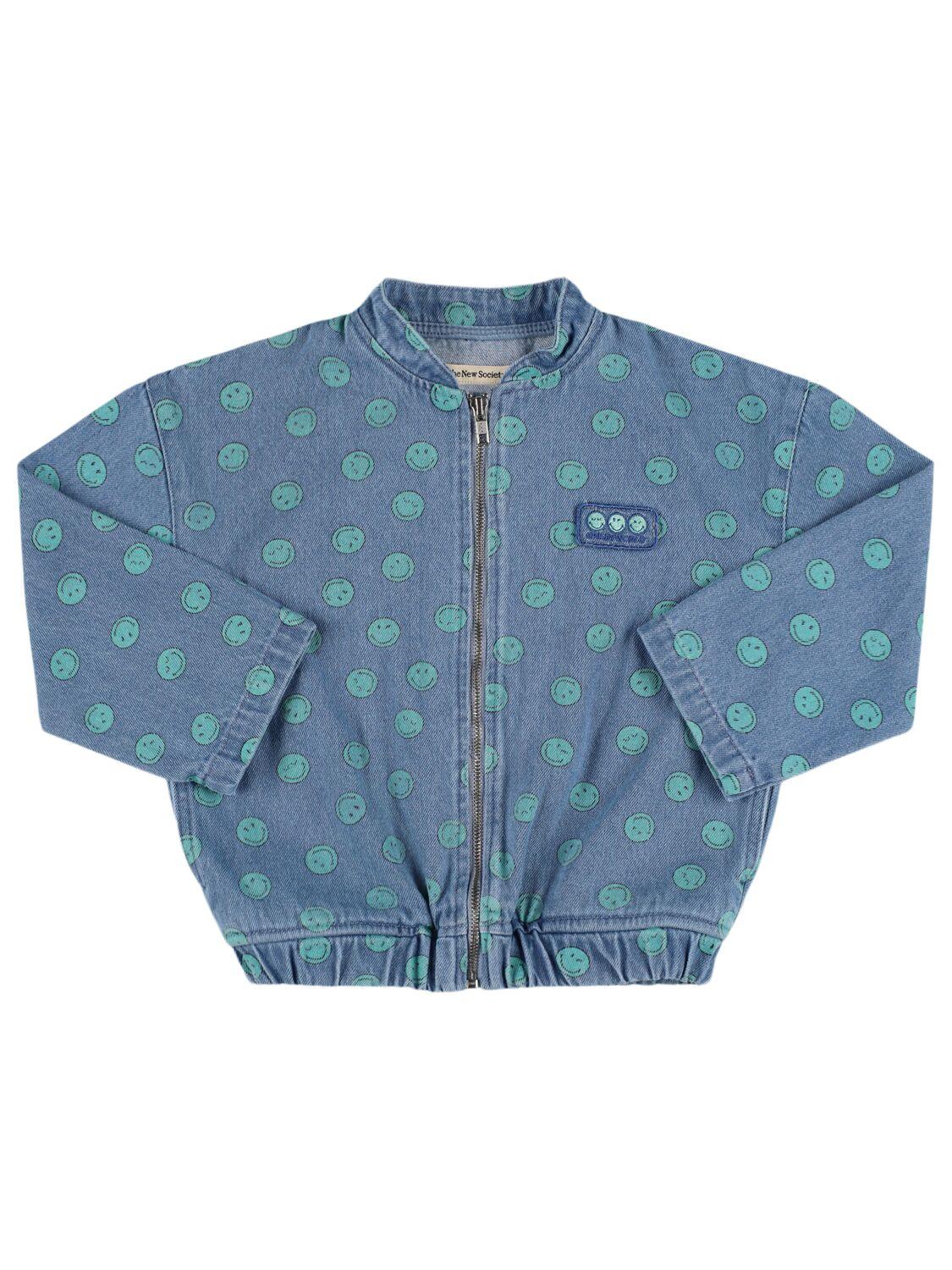 THE NEW SOCIETY Printed Cotton Denim Bomber Jacket