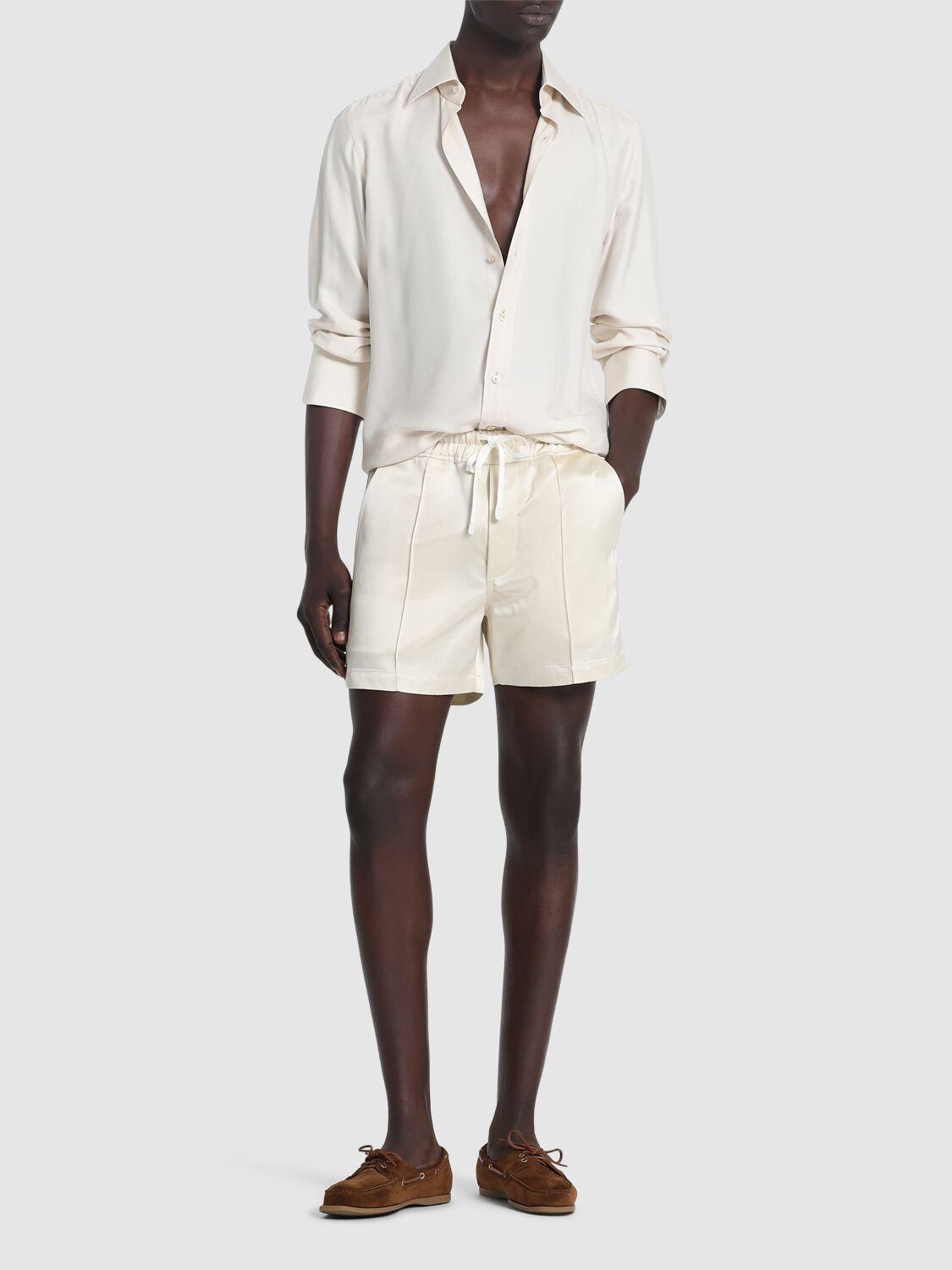 TOM FORD Shiny Satin Shorts with Piping